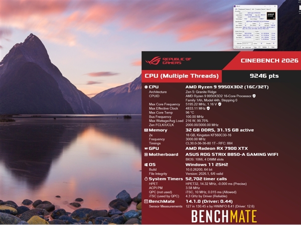 9950X3D2风冷首测成绩提前曝光